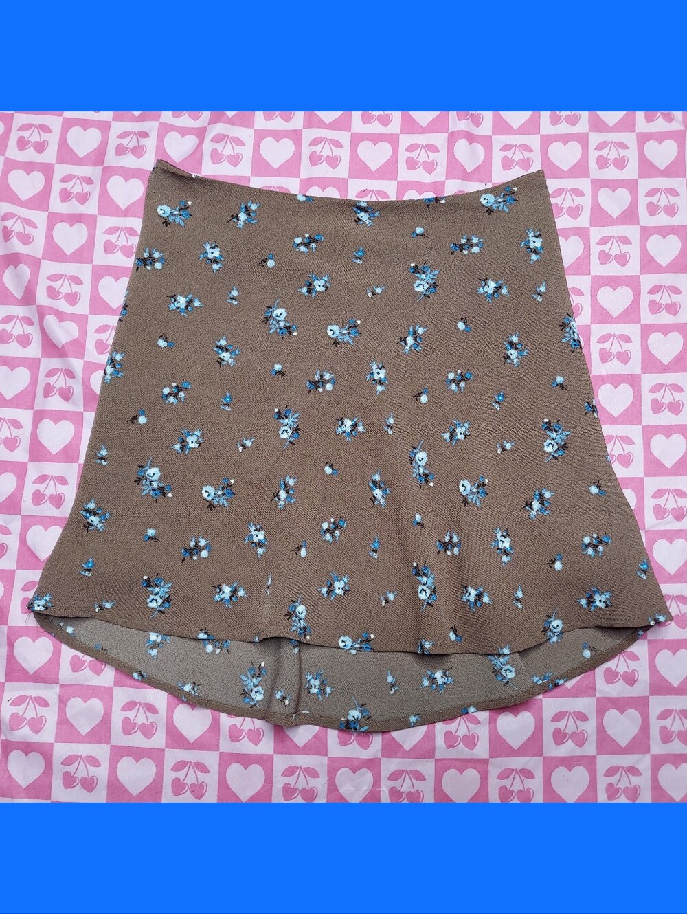 Divided Blue & Brown Floral Skirt